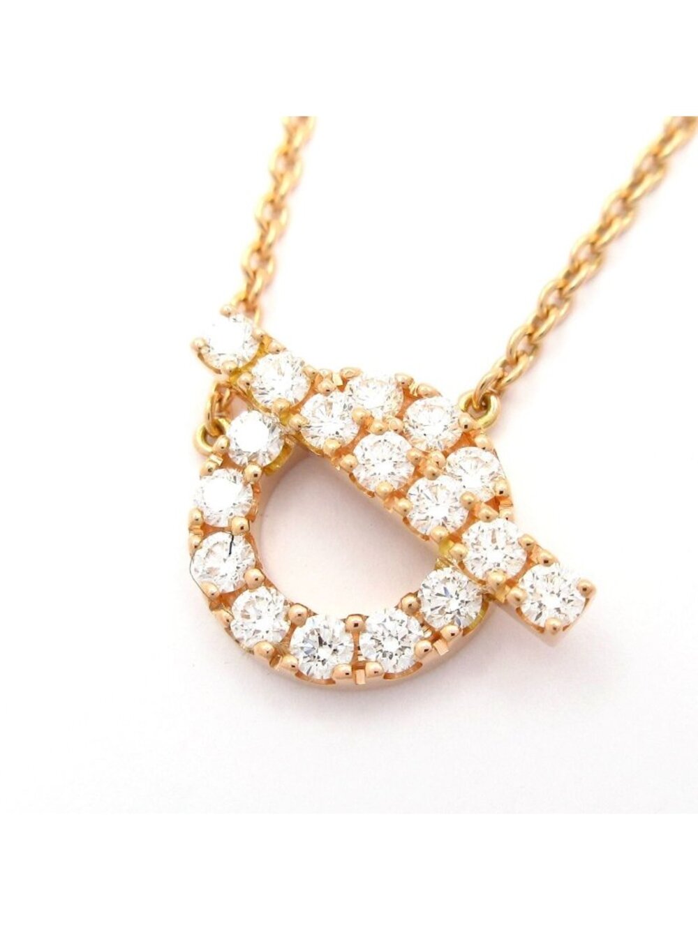Hermes Necklace Finesse 18k Pink Gold Diamond